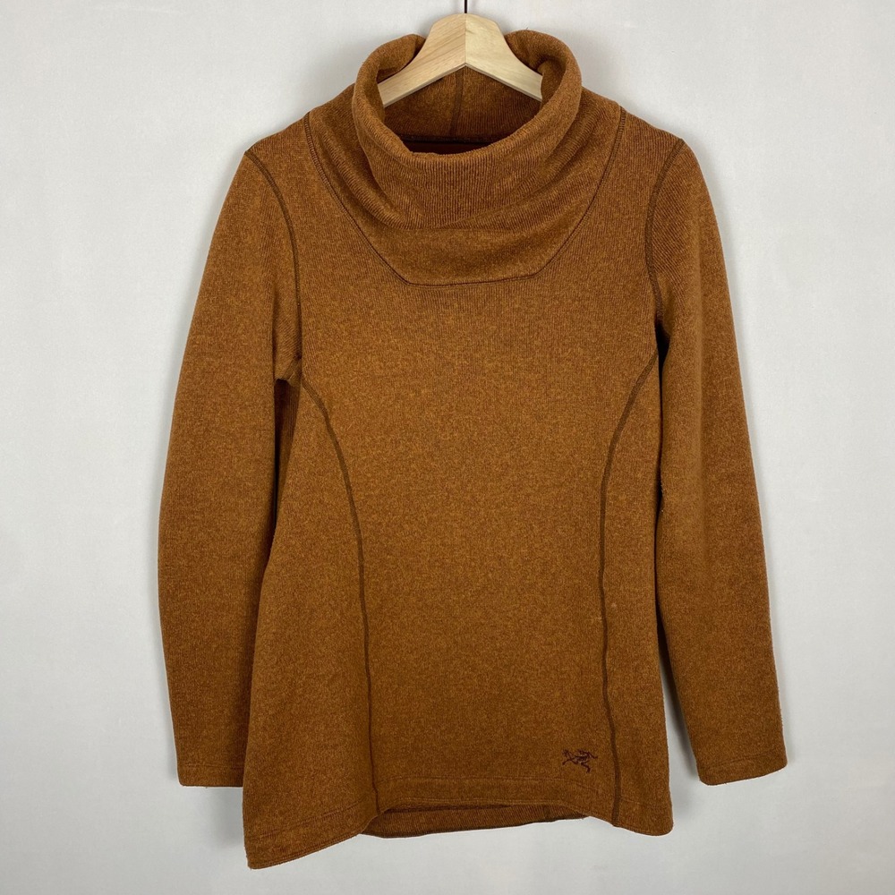 Arcteryx Desira Cowl Neck Sweater Womens Small Brown Fleece Pullover